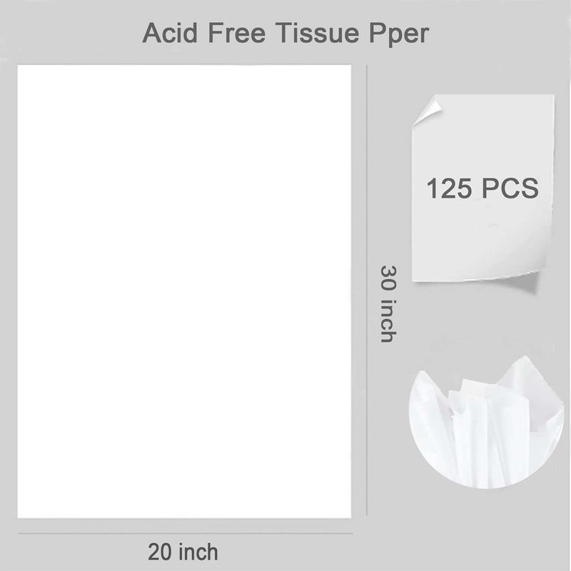 Beyoslf 125 Sheets 20" x 30" Acid Free Wrapping Tissue Paper Archival, White Tissue Wrap Unbuffered No Lignin No Acid Paper Bulk for Packaging Storing Clothes Textiles Present Wrap - Image 2
